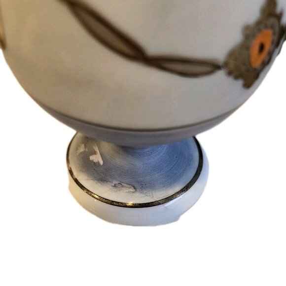 Vintage Roman Antique Harrach White Satin Glass Vase W/ Gold - Picture 3 of 3